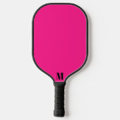 Hellrosa und Schwarz Moderne Monogramme Pickleball Schläger (Rückseite)
