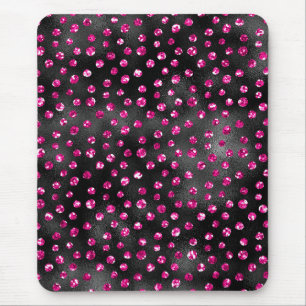 Hellrosa und schwarzes Glam Polka Dot Print Mousepad