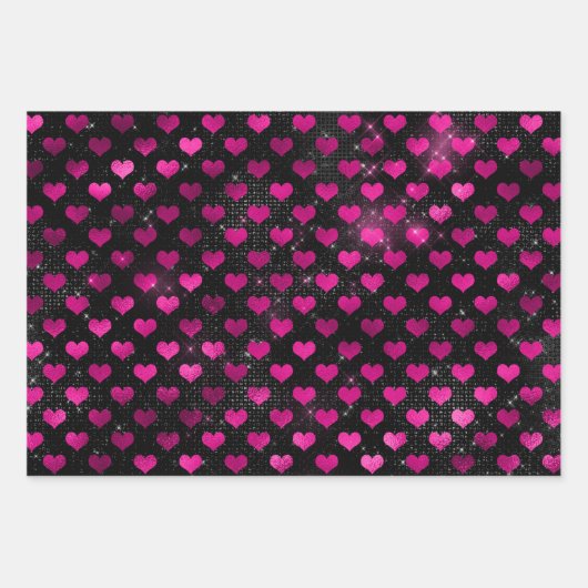 Hellrosa und schwarzes Glam Weibchenmuster Geschenkpapier Set (Vorderseite 3)