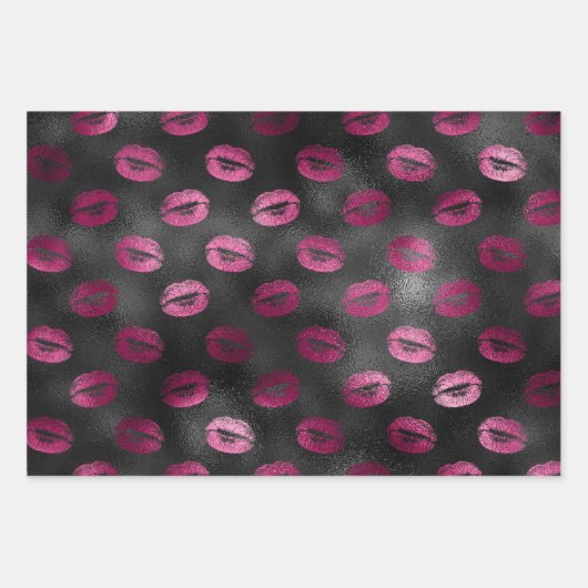 Hellrosa und schwarzes Glam Weibchenmuster Geschenkpapier Set (Vorderseite 2)