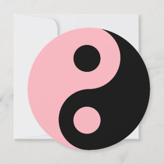 Hellrosa und schwarzes Yin-Yang-Symbol Geburtstag Einladung