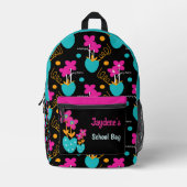Hellrosa und Türkis Whimsical Bedruckter Rucksack (Vorderseite)