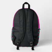 Hellrosa und Türkis Whimsical Bedruckter Rucksack (Rückseite)