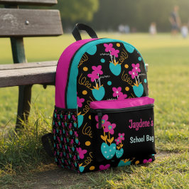 Hellrosa und Türkis Whimsical Bedruckter Rucksack