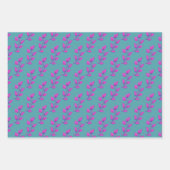 Hellrosa und türkisfarbenes botanisches Wasser Geschenkpapier Set (Vorderseite 3)