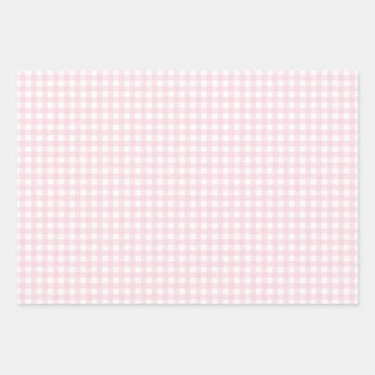 Hellrosa und Weiß Gingham Geschenkpapier Set (Vorderseite)