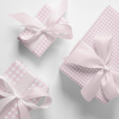 Hellrosa und Weiß Gingham Geschenkpapier Set