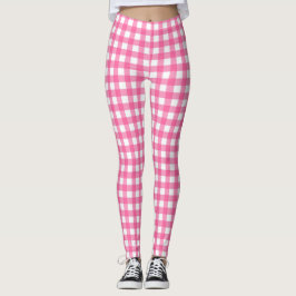 Hellrosa und Weiß Gingham Leggings
