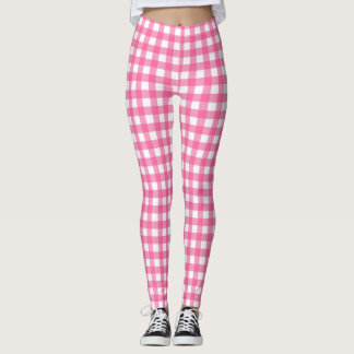 Hellrosa und Weiß Gingham Leggings