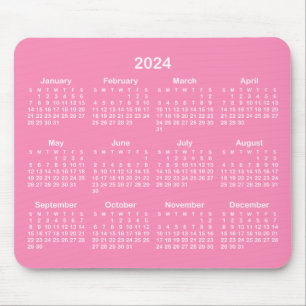 Hellrosa und weiß - Kalender 2024 Mousepad