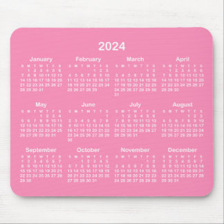 Hellrosa und weiß - Kalender 2024 Mousepad