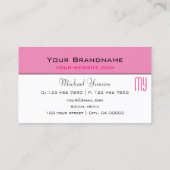 Hellrosa und Weiß mit Monogramm Beruflich Visitenkarte (Rückseite)