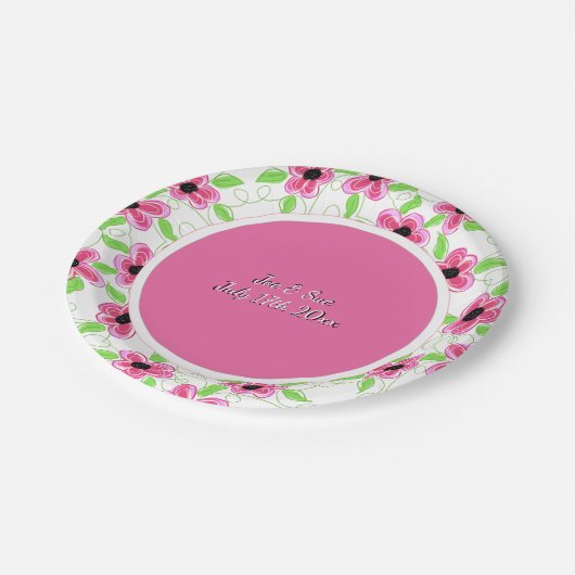 Hellrosa und weiß pappteller (Schrägansicht)