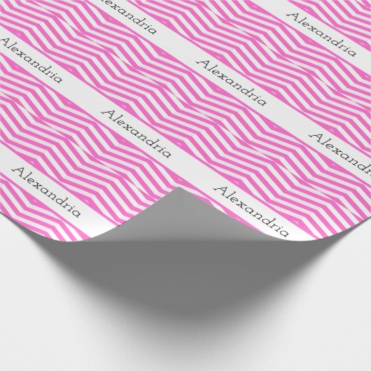 Hellrosa und weiß Zickzack Streifen Geschenkpapier (Ecke)