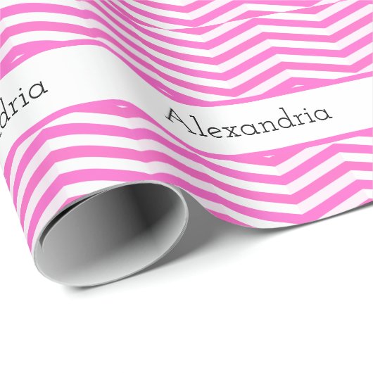 Hellrosa und weiß Zickzack Streifen Geschenkpapier (Rolleneckpunkt)