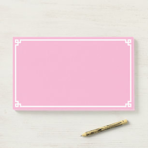 Hellrosa und weiße griechische Schlüssel-Ornament- Post-it Klebezettel