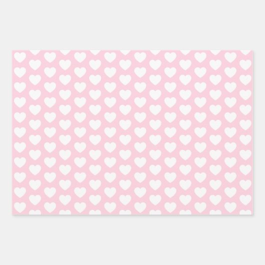 Hellrosa und weiße Herzen Geschenkpapier Set (Vorderseite 2)