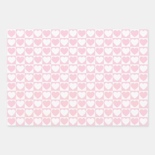 Hellrosa und weiße Herzen Geschenkpapier Set (Vorderseite)