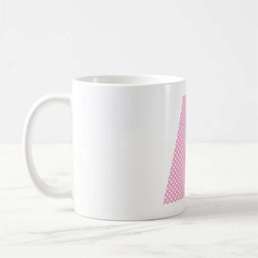 Hellrosa und weiße Polka Dot Fett Monogramm Kaffeetasse (Links)