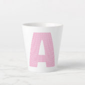 Hellrosa und weiße Polka Dot Fett Monogramm Milchtasse (Vorderseite)