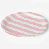 Hellrosa und weiße Streifen Pappteller (Schrägansicht)