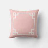 Hellrosa und weißer griechischer Schlüssel Kissen (Rückseite)