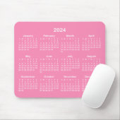 Hellrosa und weißer Kalender 2024 Mousepad (Mit Mouse)