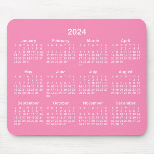 Hellrosa und weißer Kalender 2024 Mousepad (Vorne)