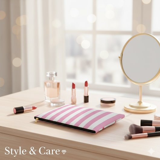 Hellrosa und weißer vertikaler Streifen Zubehörtasche