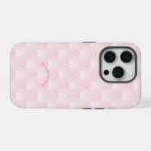 Hellrosa und weißes Art Deco Muster Monogramm iPhone Hülle (Rückseite (Horizontal))