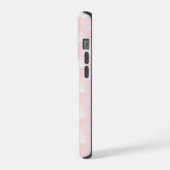 Hellrosa und weißes Art Deco Muster Monogramm iPhone Hülle (Linke Seite)