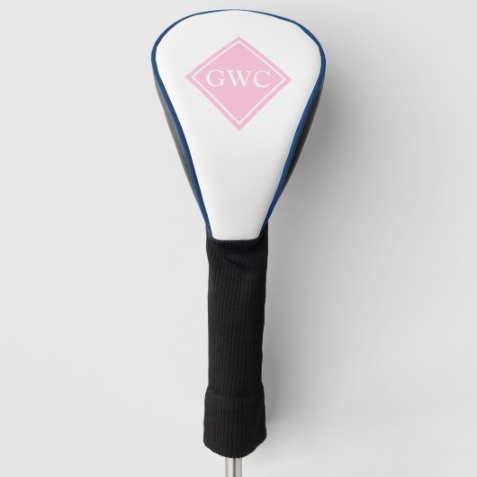 Hellrosa und weißes individuelles Monogramm Golf Headcover (Vorderseite)