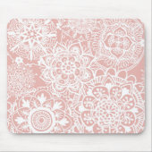 Hellrosa und weißes Mandala-Muster Mousepad (Vorne)