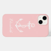 Hellrosa Vintage-Anker-Monogramm Case-Mate iPhone Hülle (Rückseite (Horizontal))
