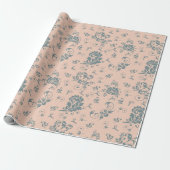 Hellrosa Vintage Retro-Blumenmuster Geschenkpapier (Ungerollt)