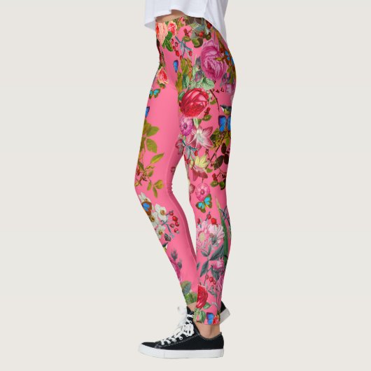 Hellrosa Vintage Rose Garten Leggings (Links)