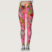 Hellrosa Vintage Rose Garten Leggings (Vorderseite)