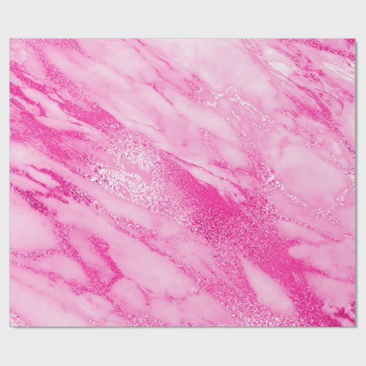 Hellrosa Vivid Rose Weiß Marmor Metallisch Geschenkpapier (Flach)