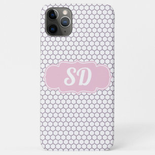 Hellrosa Wabenstruktur Individuelles Monogramm Case-Mate iPhone Hülle