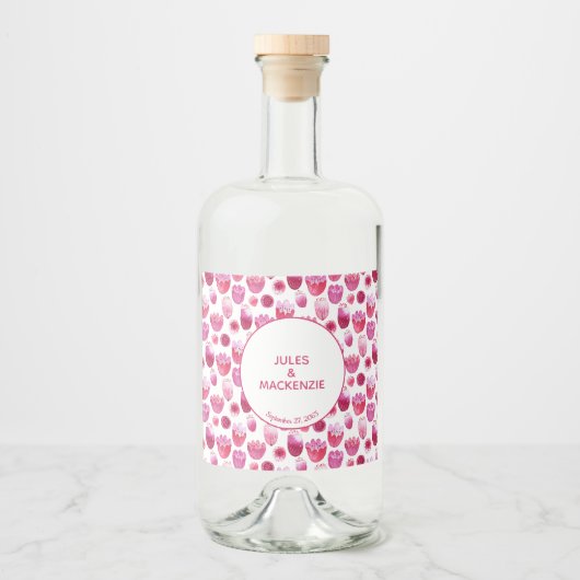 Hellrosa Watercolor Blossom Blumenzehen Alkoholflaschenetikett (Vorderseite)