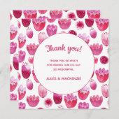 Hellrosa Watercolor Blossom Hochzeit Dankeskarte (Vorne/Hinten)