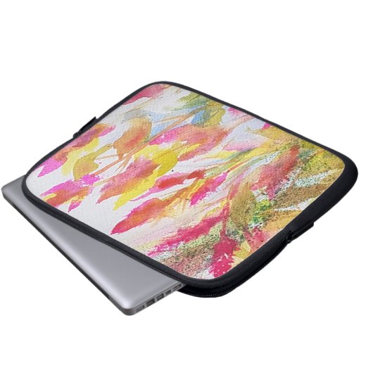 Hellrosa Watercolor Floral Design Laptopschutzhülle (Vorne Knopf)