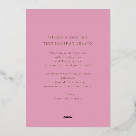 Hellrosa Wavy Border Sparkone Holiday Card Folieneinladung (Rückseite)