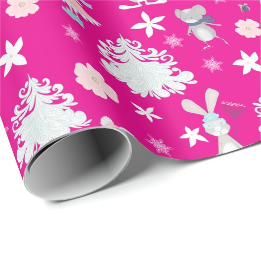 Hellrosa 🎄 Weihnachtsmuster Geschenkpapier (Rolleneckpunkt)