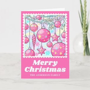 Hellrosa Weihnachtsschmuck Postage Briefmarke Feiertagskarte