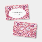 Hellrosa Weiß Paisley Design Blume Teertropfen Ausweis (Vorder- & Rückseite)