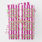 Hellrosa, weiß und grün geschenkpapier set (Beispiel)