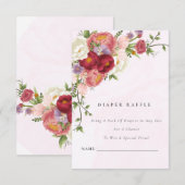 Hellrosa weiße Blume Windeln Raffel Baby Begleitkarte (Vorne/Hinten)