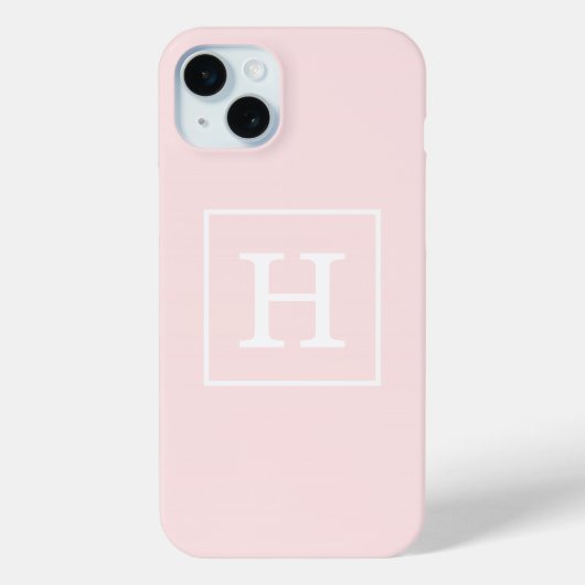 Hellrosa weiße gerahmte Anfangsmonogramm Case-Mate iPhone Hülle (Rückseite)