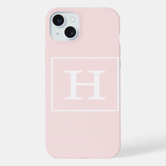 Hellrosa weiße gerahmte Anfangsmonogramm iPhone Hülle (Rückseite)